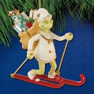 2026 Lenox Grinch on Skis Porcelain Ornament image