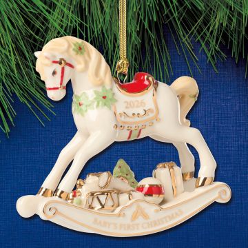 2026 Lenox Baby's 1st Christmas Rocking Horse Porcelain Ornament image