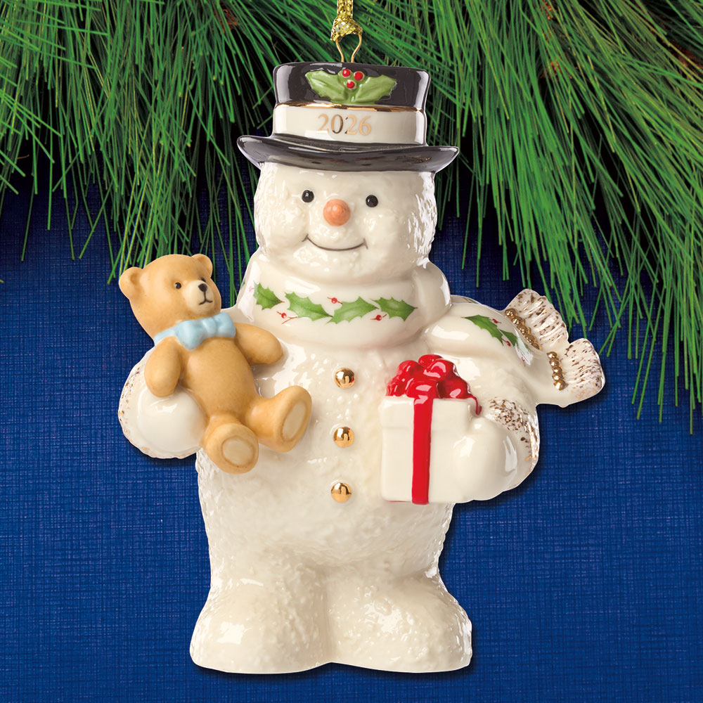 Sterling Collectables: 2026 Lenox Snowman with Bear Porcelain Ornament