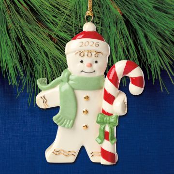 2026 Lenox Gingerbread with Candy Cane Porcelain Ornament image