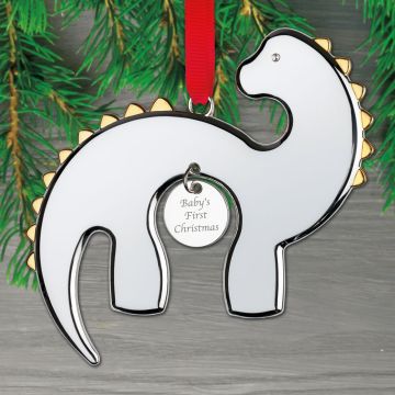 2026 Nambe Baby's First Christmas Dino Silverplate & Goldplate Ornament image