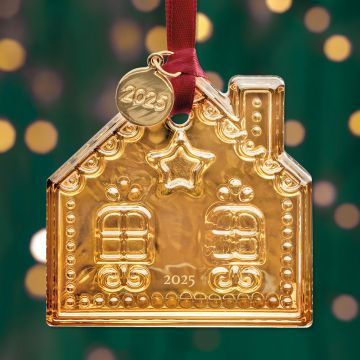 2025 Orrefors Gingerbread House Annual Gold Crystal Ornament image