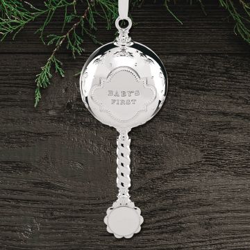 Reed & Barton Baby's First Christmas Rattle Silverplate Ornament image