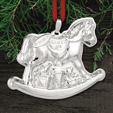 2026 Reed & Barton Baby's First Christmas Rocking Horse Sterling Ornament image
