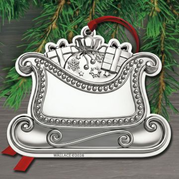 2026 Wallace Engravable Sleigh 14th Edition Silverplate Ornament image