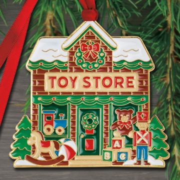 2026 Wallace Christmas Village Toy Shop 3rd Edition Goldplate & Enamel Ornament image