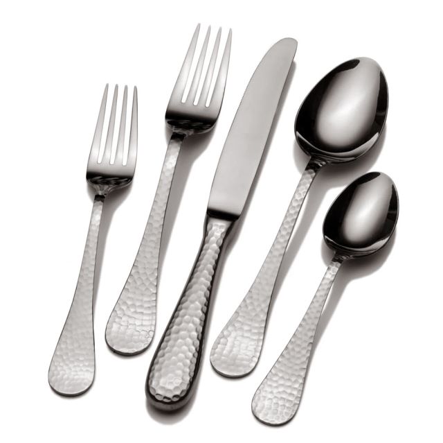 Wallace Continental Hammered 65 Piece Stainless Steel Flatware Set