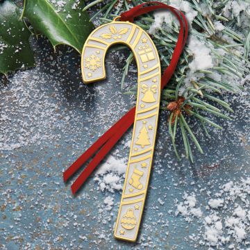 2025 Wallace Candy Cane 45th Edition Goldplate & Enamel Ornament