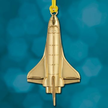 Waterford Golden Christmas Rocketship Ornament