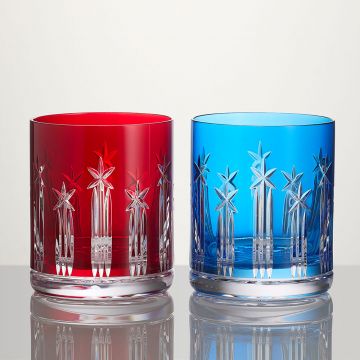 Waterford US250 Red & Blue Double Old Fashioned Crystal Set