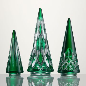 Waterford Lismore Green Standing Christmas Tree Set of 3 Crystal image