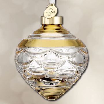 2026 Waterford Winter Wonders Pinecone Gilded Gold Bauble Crystal Ornament image