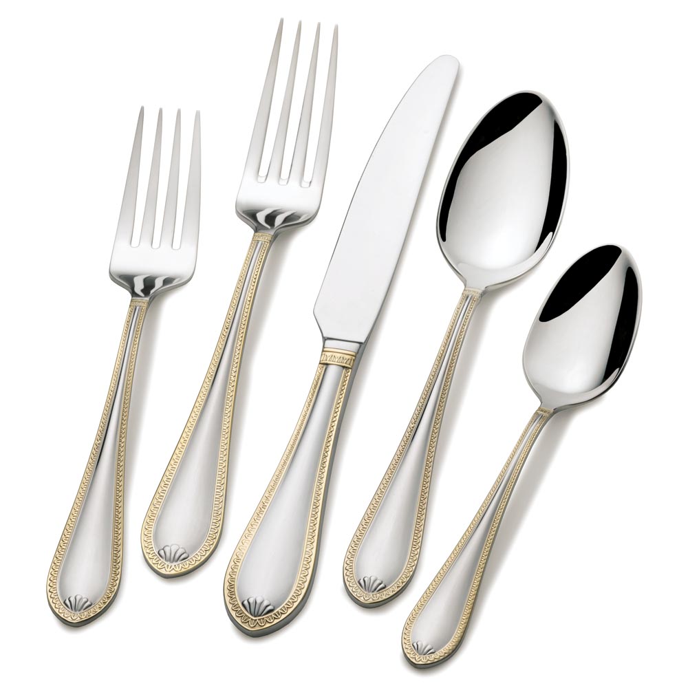 Towle Sinclair Gold 65 Piece Stainless Steel Flatware Set
