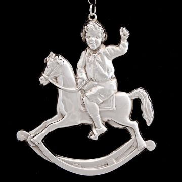 1990 American Heritage Boy on Rocking Horse Sterling Ornament image