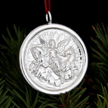 Designs by Baron Angel with Horses Sterling Ornament