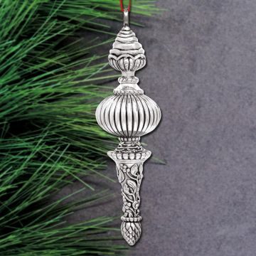 2019 Barrett + Cornwall Mistletoe Finial Drop Sterling Ornament image