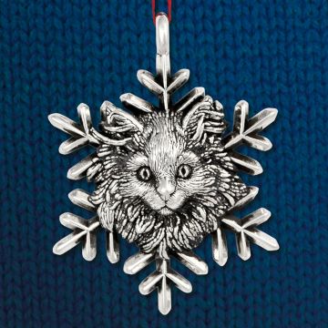 Cat of Mine Kitten Face Snowflake Sterling Ornament