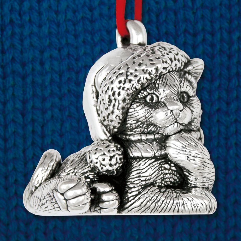 Sterling Collectables: Cat of Mine Thinker Kitten Sterling Ornament