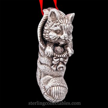 Cazenovia Kitten in Stocking Sterling Ornament image