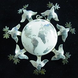 2000 Emilia Castillo  Doves World White and Sterling Ornament image