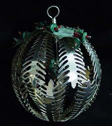 Emilia Castillo Ball Malachite and Coral Stones Sterling Ornament image