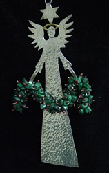 Emilia Castillo Angel Malachite and Coral Stones Sterling Ornament image