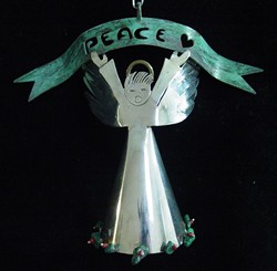 Emilia Castillo Angel with Peace Banner Sterling Ornament image