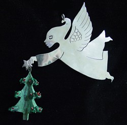 Emilia Castillo Angel Copper, Malachite, Coral Sterling Ornament image