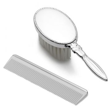 Empire Silver Girls Oval Sterling Brush & Comb Set image