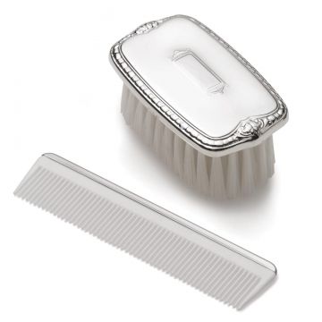 Empire Silver Boys Shield Brush & Comb Set Sterling image