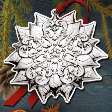 2017 Gorham Chantilly Poinsettia 10th Edition Sterling Ornament