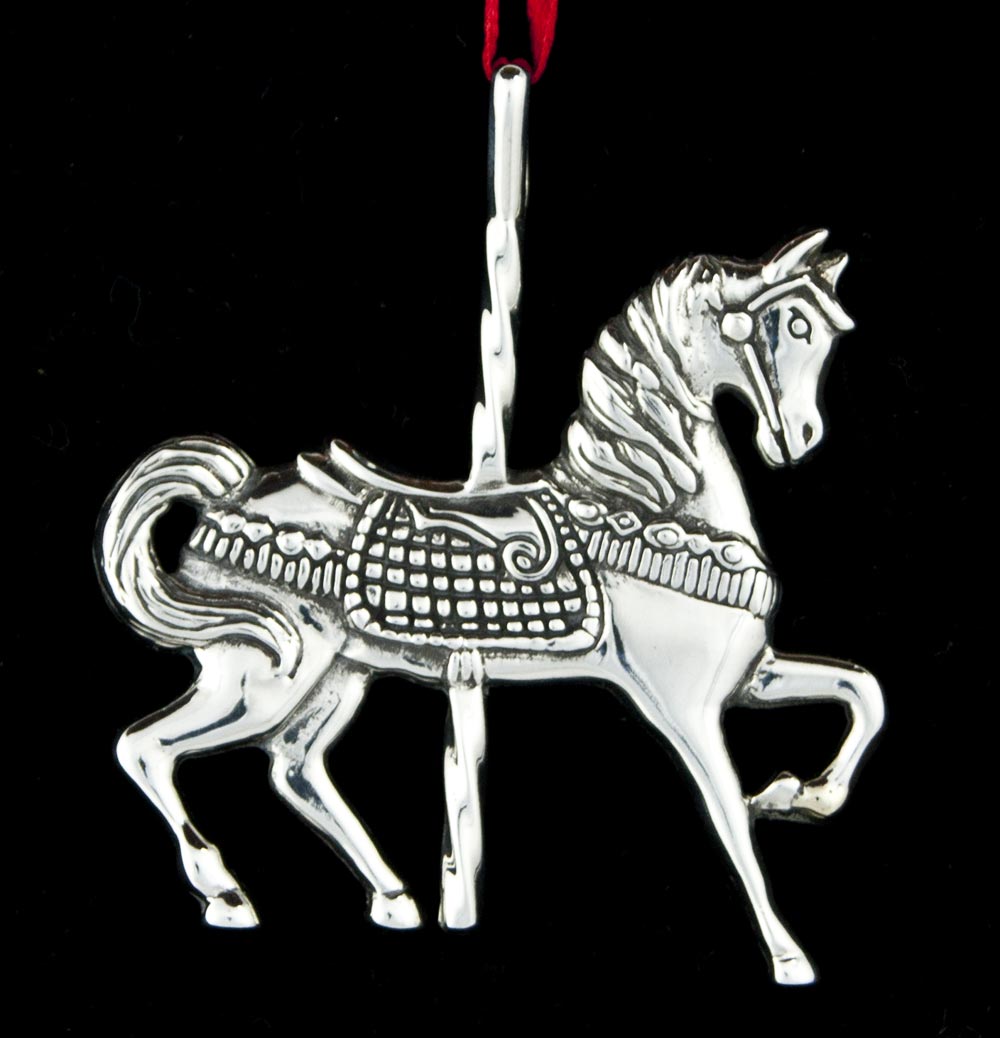 Sterling Collectables Hand & Hammer Carousel Horse Sterling Ornament