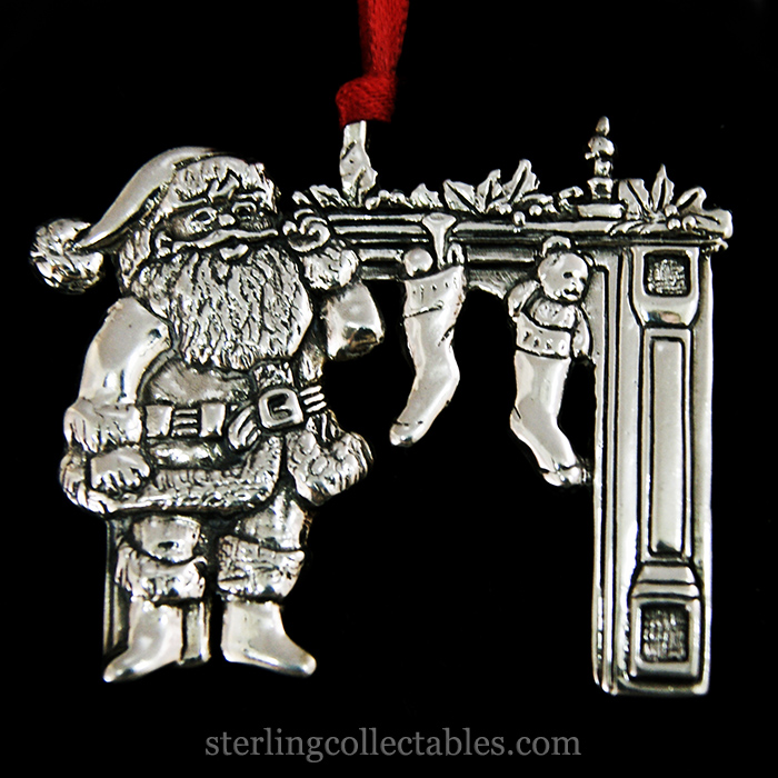 Sterling Collectables Hand & Hammer Santa at the Fireplace Sterling
