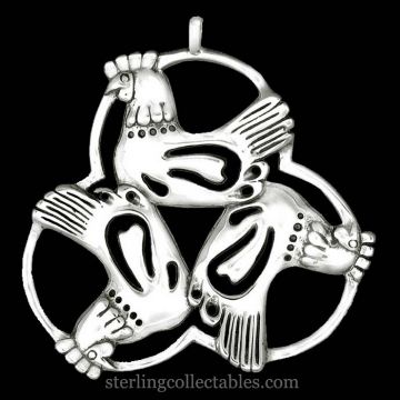 Hand & Hammer Three French Hens Sterling Ornament