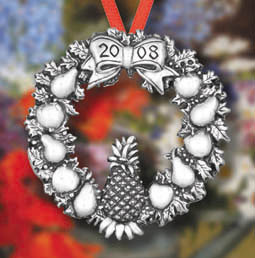 Hand & Hammer Pineapple Wreath Sterling Ornament image