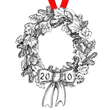 2010 Hand & Hammer Colonial Wreath Sterling Ornament image