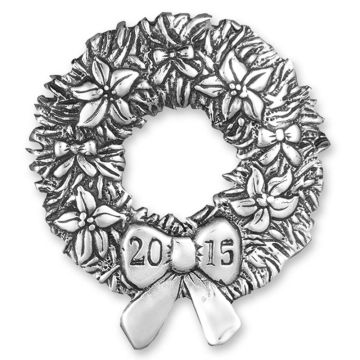 2015 Hand & Hammer Wreath Annual Sterling Ornament image