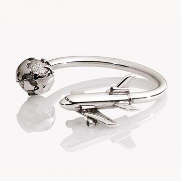 JT Inman Airplane & Globe Sterling Keyring