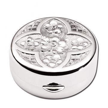 JT Inman Quatrefoil Sterling Pill Box