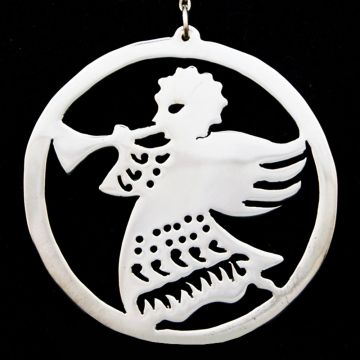 Janna Angel with Horn Disc Sterling Ornament