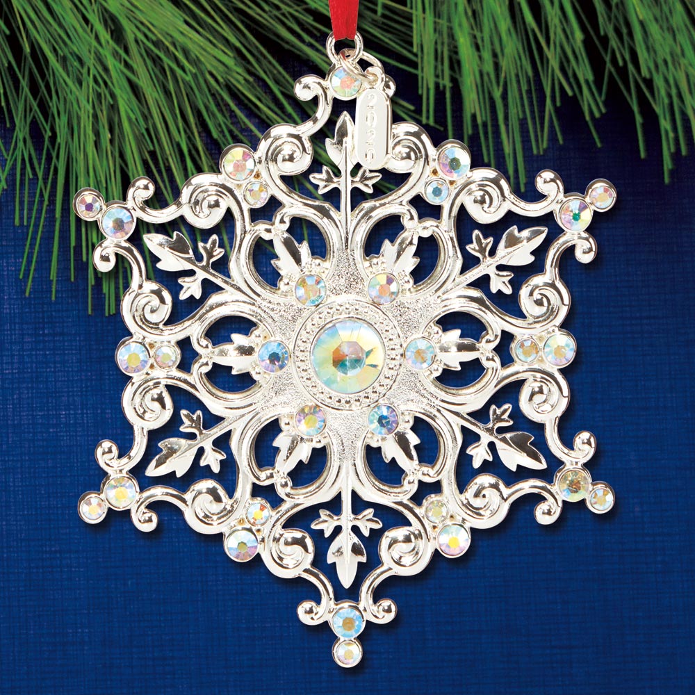 NEW in Box LENOX Ornament Christmas Bejeweled SNOWFLAKE Silverplate BLUE Crystal