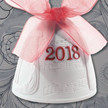 2018 Lladro Annual Re-Deco Red Bell Porcelain Ornament