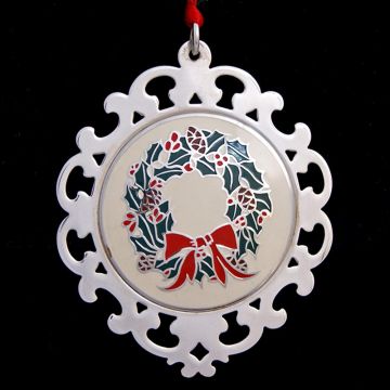 1978 Lunt Wreath Sterling & Enamel Ornament