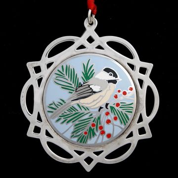 1990 Lunt Chickadee Sterling & Enamel Ornament