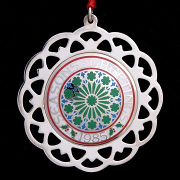 1985 Lunt Season Greetings Sterling & Enamel Ornament image