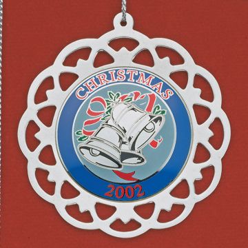 2002 Lunt Silver Bells Sterling & Enamel Ornament image