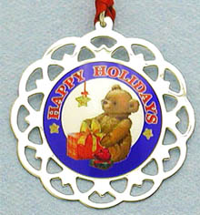 2004 Lunt Teddy Sterling & Enamel Ornament image