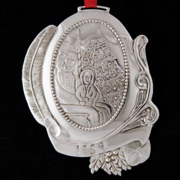 1989 Fredrick Nelson Visiting Santa Sterling Ornament image