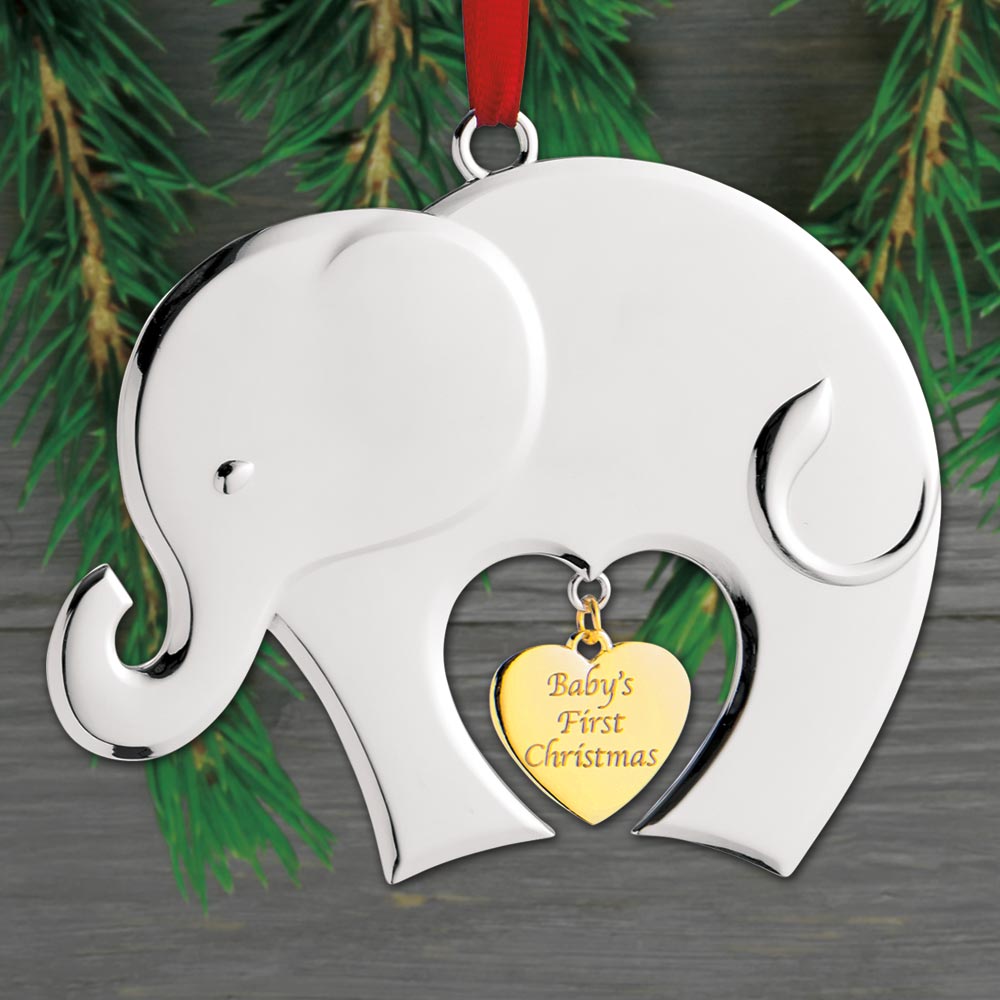 baby's first christmas elephant ornament