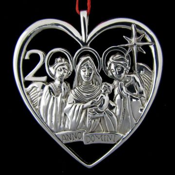 2000 Peggy Hart Heart of Christmas Sterling Ornament image